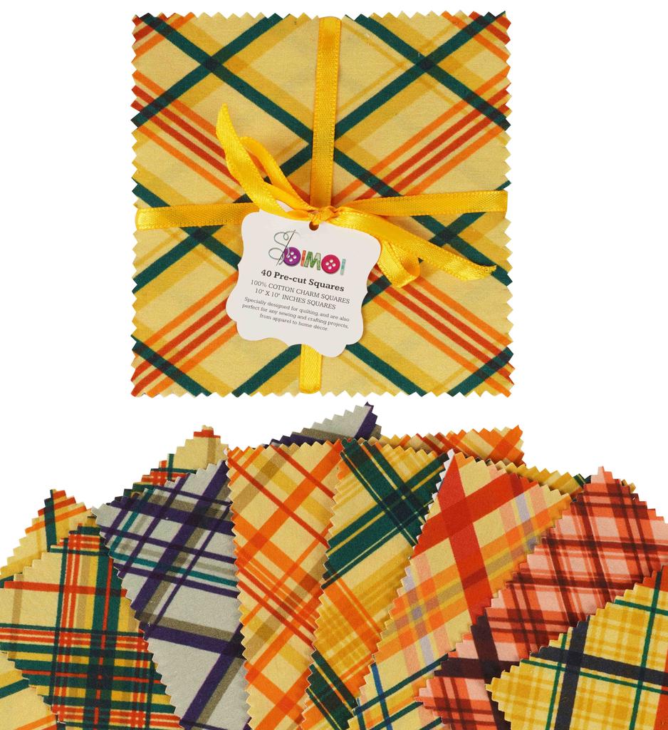 Soimoi Предварительно вырезанная 5-дюймовая хлопчатобумажная ткань с клетчатым принтом и квадратами для квилтинга с подвесками DIY Лоскутное шитье Ремесло-