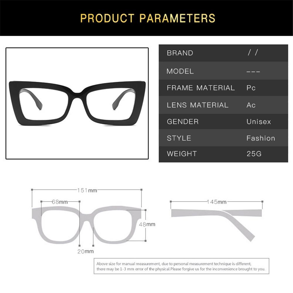 Square Frame Office Eyeglasses Cat Eye Glasses Clear Glasses Computer Goggles Anti Blue Light