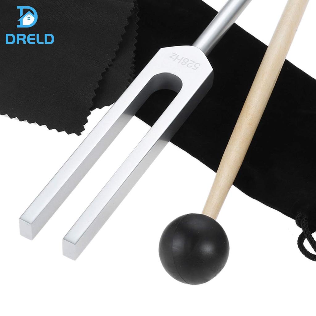 Dreld 528Hz Tuning Fork, Tuner, and Rubber Mallet with Storage Pouch, Purifying, Angelic Tones, Healing