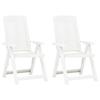 VidaXL Garden Reclining Chairs 2 Pcs Plastic White