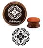 Printtoo Crafting Round Brown Wooden Rubber Stamp Floral Pattern Craft Textile-2