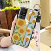 Lanyard Anti-knock Phone Case For TCL 40SE/T610K Dirt-resistant Flower Silicone Protective Ring Oil Painting Shockproof