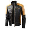 Thin spring and autumn casual men's leather jacket fashion splicing locomotive retro leather jacket men's clothing