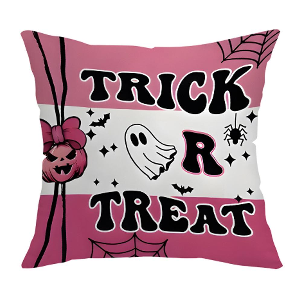 New Pink Halloween Trick or Treat Ghost Decorative Cushion Pillow Cover