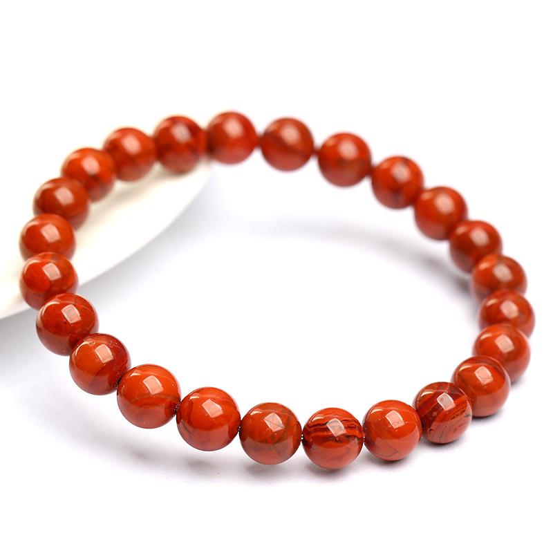 Hongchu Crystal Natural Ice-Flame Red Agate Bracelet Chuanliao Flame Southern Red Agate Round Bead Bracelet
