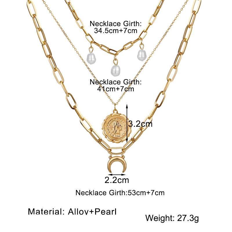 Многослойное ожерелье с подвеской в ​​виде Луны, комплект женского элегантного ожерелья, модные ювелирные изделия, подарок