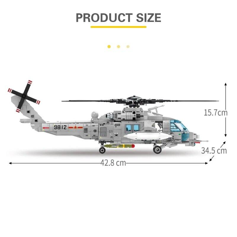 935Pcs Modern Military Series High-tech Navy Armed Gunship Building Blocks AVIC Aircraft Z-20 Bricks Toys Kid Children Gift