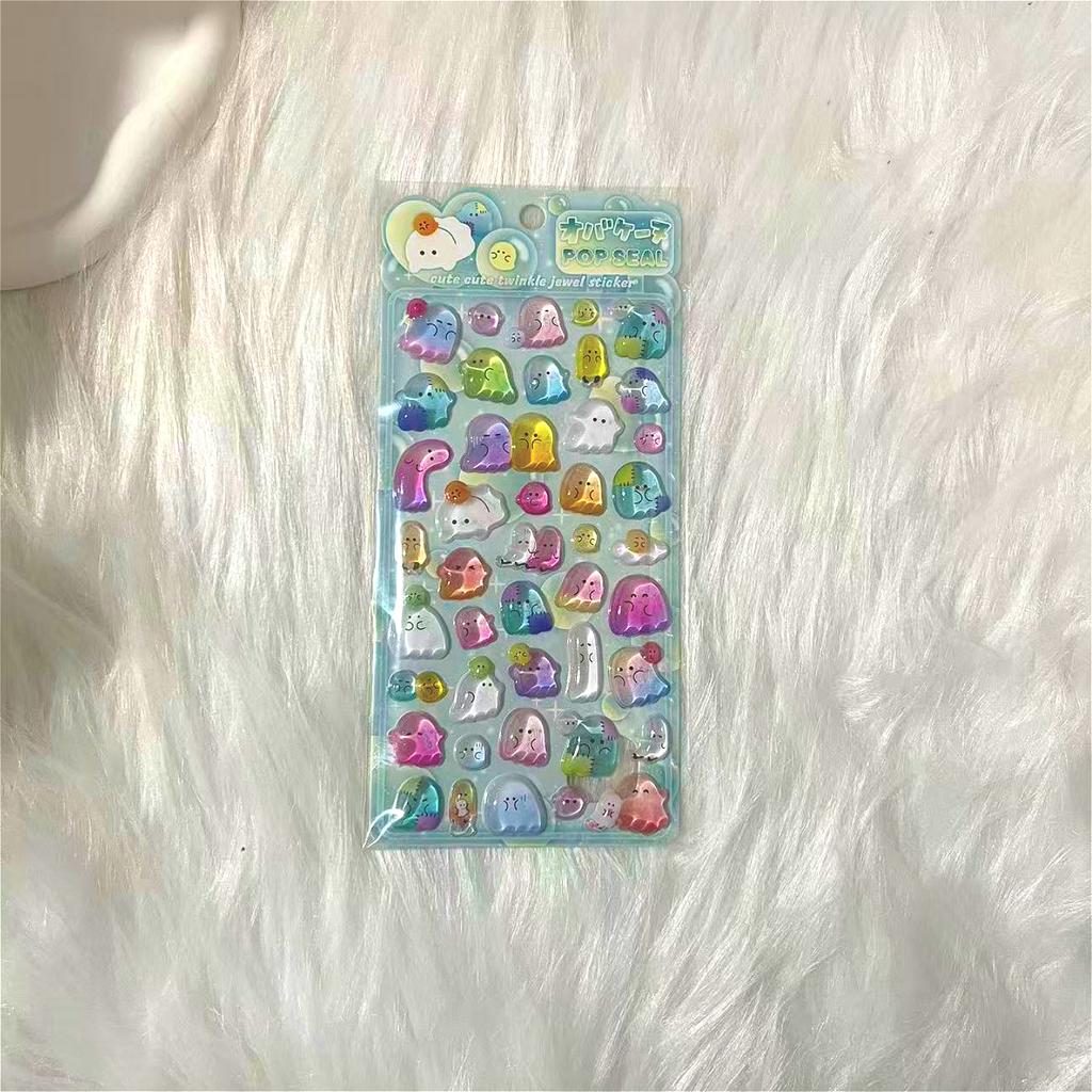 Fun 3D Yoyo Family Ghost Cute Embossed Crystal Decorative Stickers - Kids Stationery Scrapbook Creative Stickers
