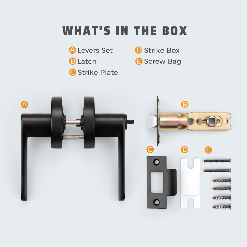 Матовая черная ручка-рычаг для двери, круглая дверная ручка, усиленная дверная ручка с замком, для спальни или ванной комнаты