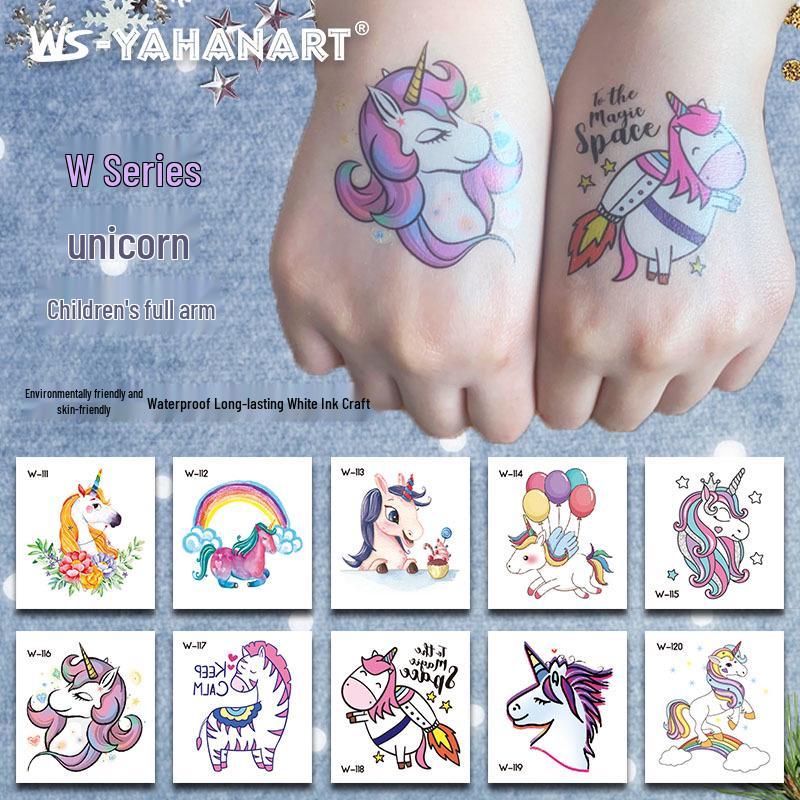 Cartoon Unicorn, Mermaid, Pirate, and Dinosaur Space Water Transfer Tattoo Stickers