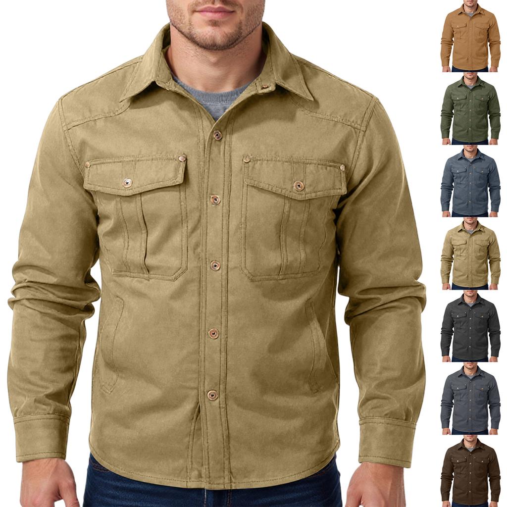 Men's Relaxed-Fit Casual Workwear Long-Sleeve Jacket Shirt