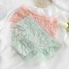 Ice Gauze Girls' Underwear with No Trace Breathable Waist Briefs Wrapped Buttocks Pure Cotton Crotch Lace Women's Triangle Panties