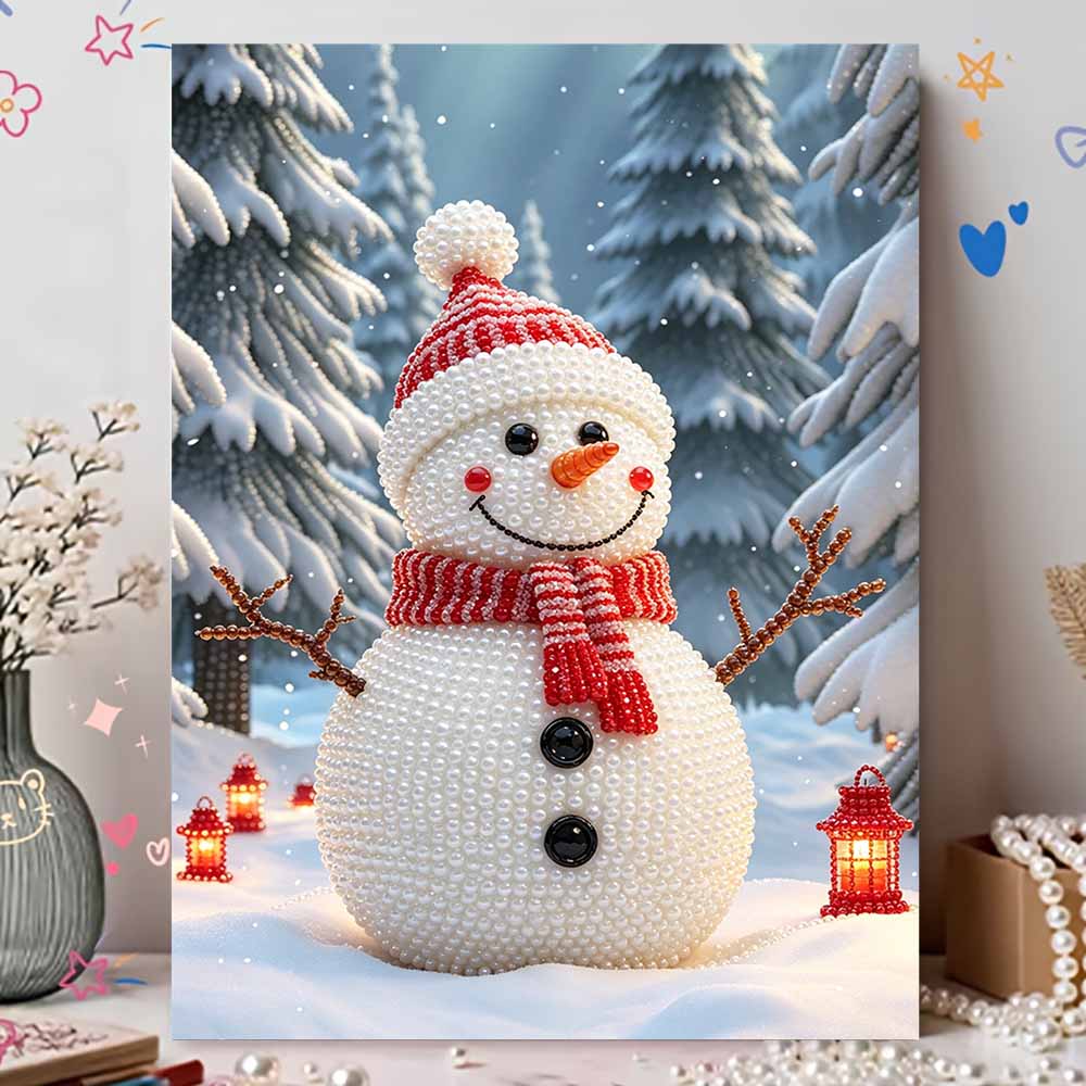 Набор для DIY-живописи жемчугом без рамы «Праздничный снеговик» Легкое искусство из бисера на холсте Для начинающих Расслабляющее рукоделие для взрослых Праздничный DIY