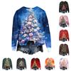 Women's Fashion Christmas Printed Long Sleeve Loose Round Neck Sweatshirt Top
