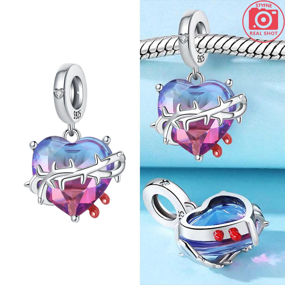 Pink Zircon Love copper Bead Charms Charm Bead Charms Compatible With Bracelets Women Jewellery Diy Anniversary Gift Delicate Accessories Bag Charm
