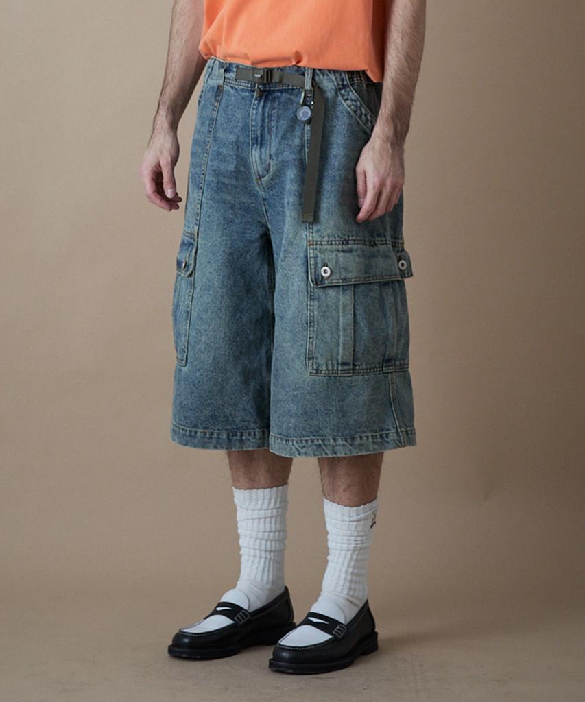 PENFIELD Шорты-бермуды с поясом, вставкой и карманом-карго Индиго_Fr2Wp02U