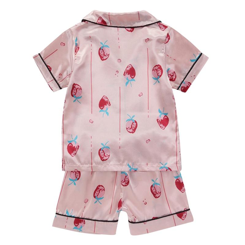 Colorful Fruit & Floral Pajama Sets: Soft Imitation Silk Sleepwear for Children 1-5 Years Old