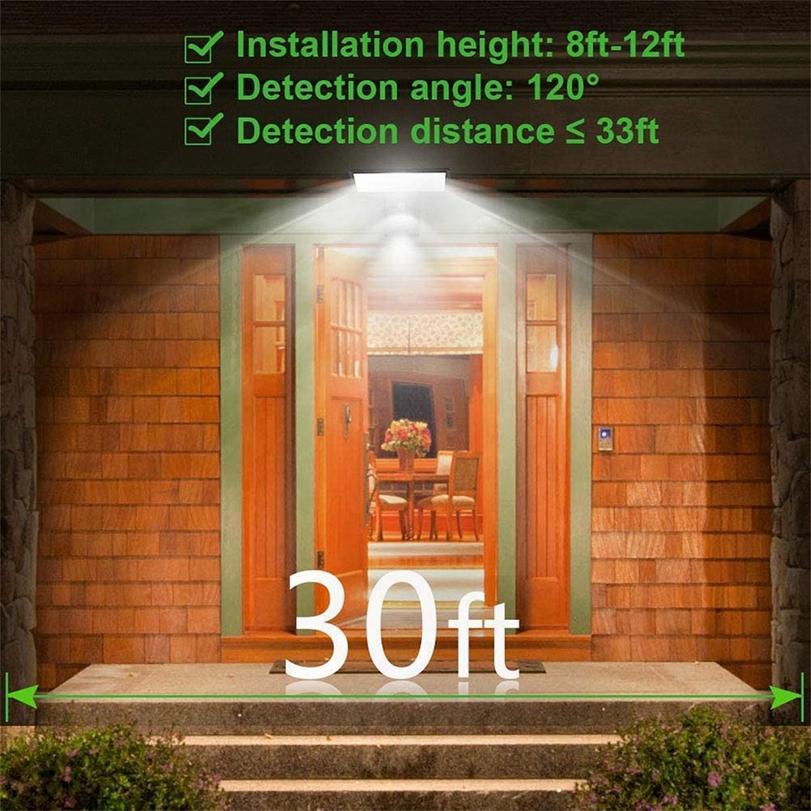 Newest Solar Street Light Outdoor Human Motion Sensor Waterproof 3 Modes Induction Leds Wall Lamp for Decor Lighting Yard Garden