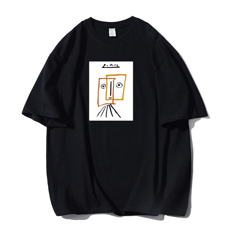 Shellsuning футболка с мультяшным принтом женская летняя модная повседневная простая простая футболка с коротким рукавом из 100% хлопка мягкие футболки женские негабаритные базовые топы для пар