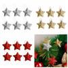 6Pcs/set Five-pointed Star Pentagram Christmas Pendant Glitter Glitter Christmas Pendant Festive