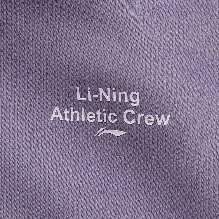 Li Ning Fitness Series Pullover Solid Color Loose Long Sleeve Hoodie Women Hoodies Charcoal-Purple AWDUF06-5