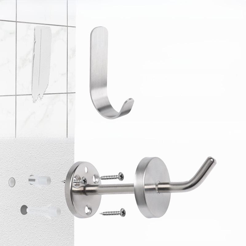 Black Stainless Steel Wall-Mounted Clothes Hook for Bathroom, Kitchen, or Door