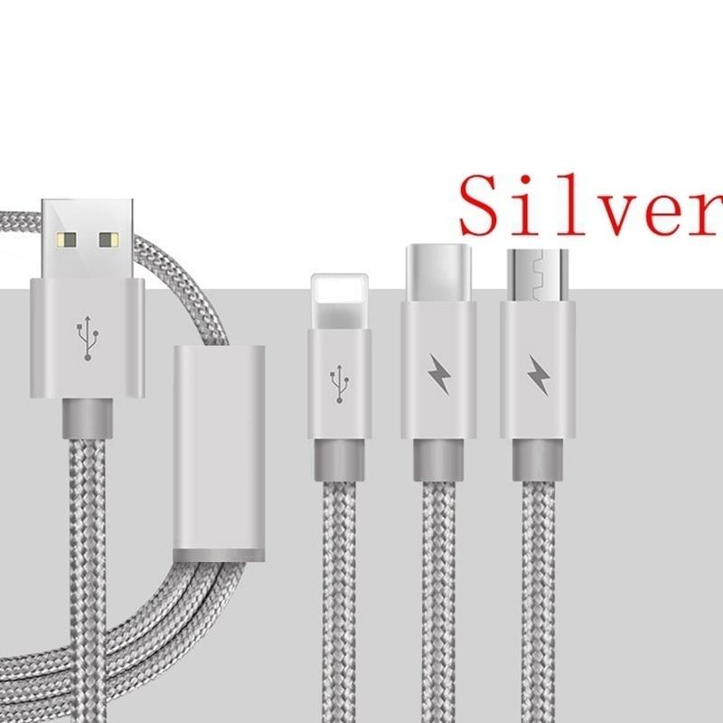 3-в-1 USB-кабель для быстрой зарядки данных и синхронизации для Android iPhone
