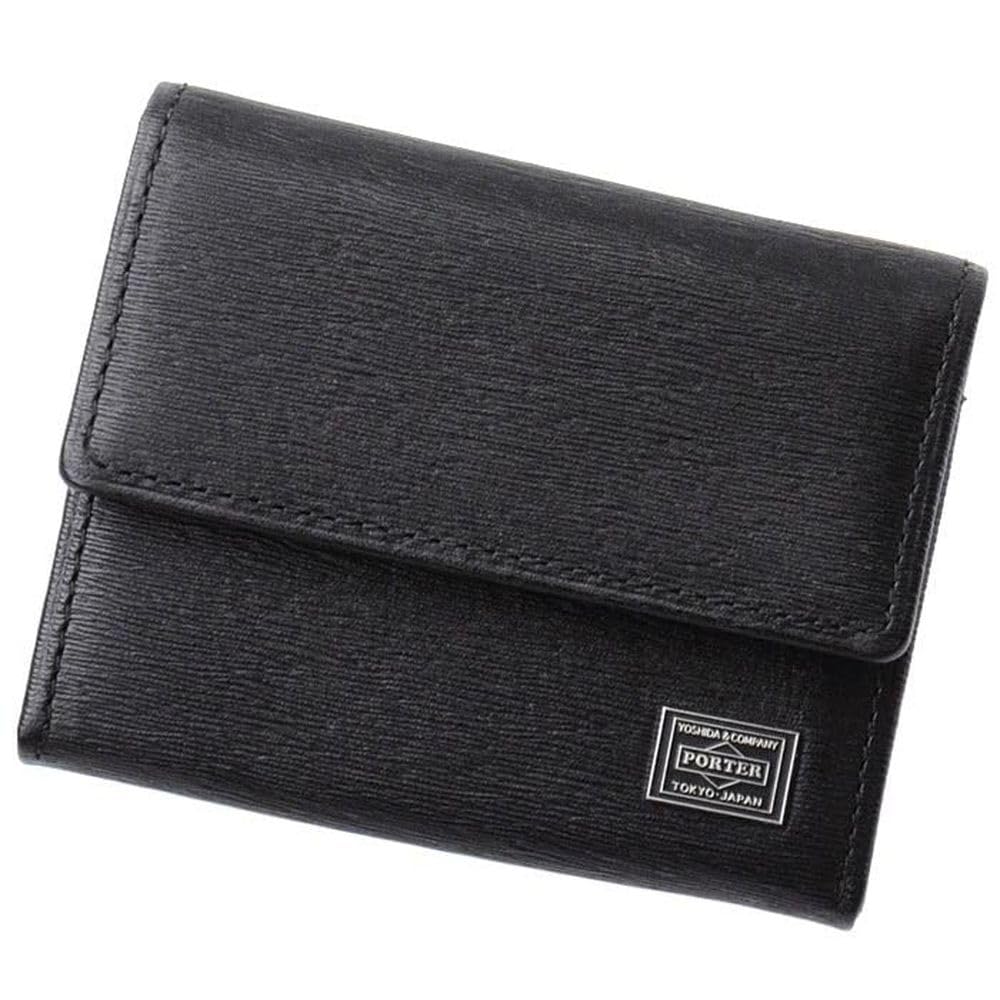 PORTER Current Bifold Wallet Black Made in Japan Cowhide 85x70mm Compact