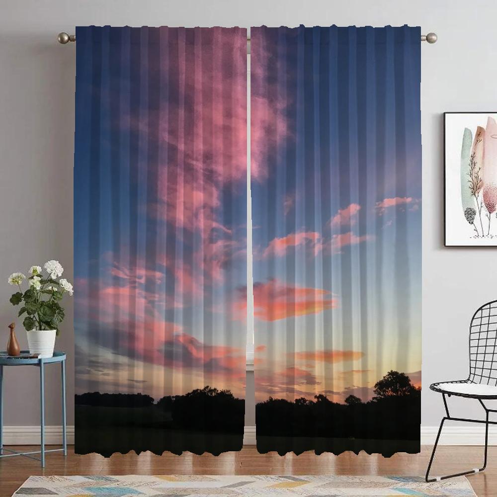 Shades Cloud Tulle for Bedroom Home Interior Curtains for Living Room Curtain Kitchen Curtains 2 Pieces Partition Blackout Child