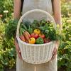 Panier de rangement - CREATIVE HOME - Classique - Tressé main - Blanc - 35 x 35 x 39 cm