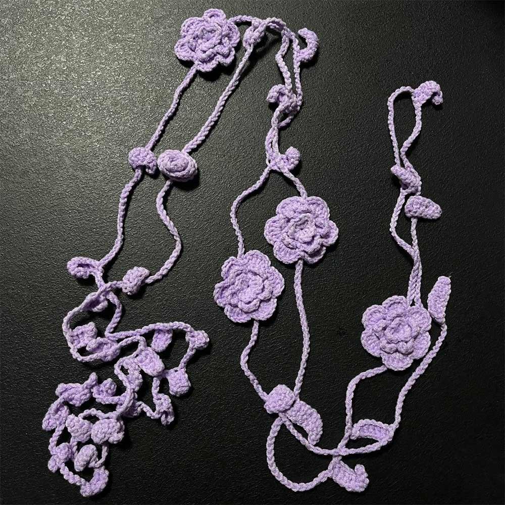 Long Scarf Y2k Rose Necklace Multicolor Rose Scarf Versatile Neck Chain Decoration Girl