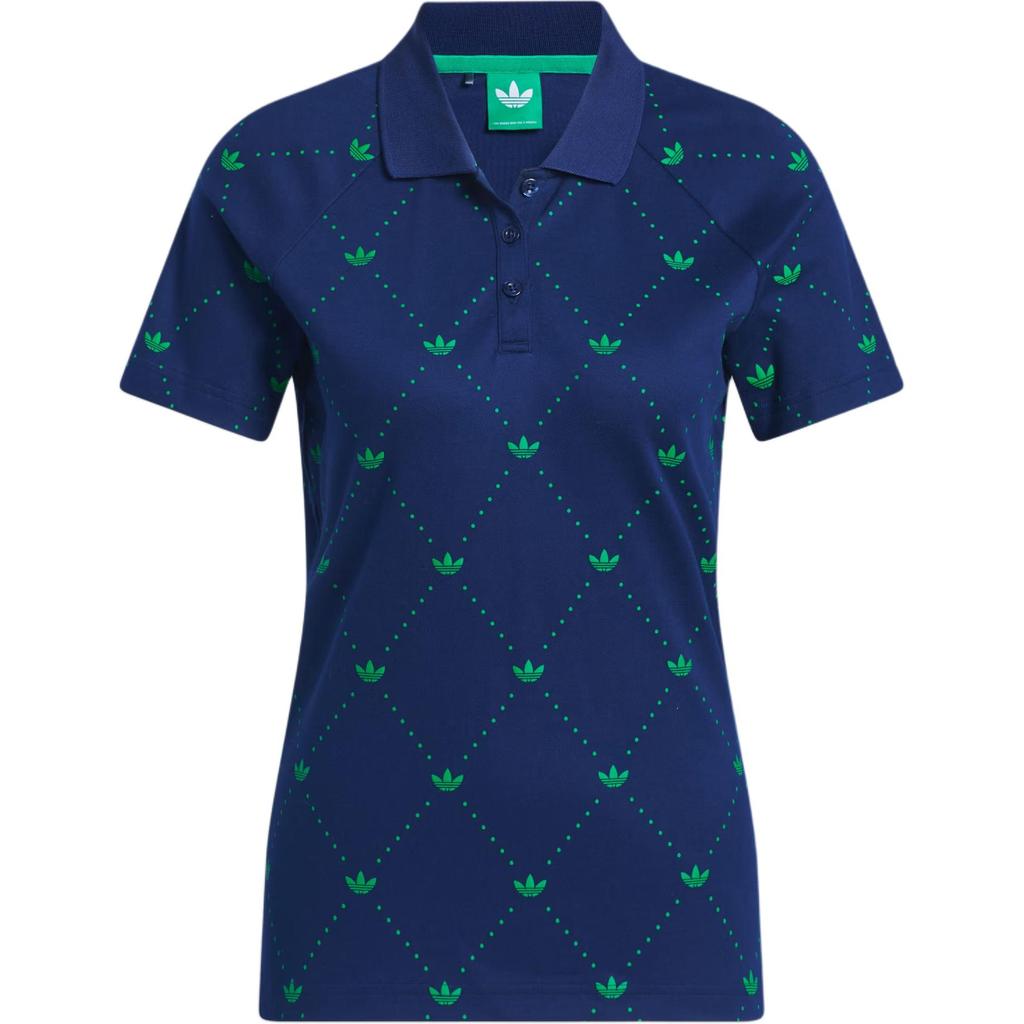 Adidas Originals Trefoil SS25 Originals Fashion Comfortable Versatile Short Sleeve Polo Shirt Women Tops Night-Blue Green JM8266