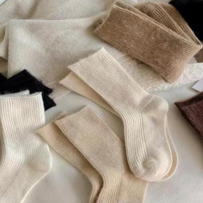 Женские шерстяные носки, теплые зимние, толстые, кашемировые, пушистые, повседневные, однотонные, удобные, домашние носки, мягкие, длинные, термальные, высокого качества
