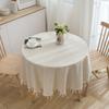 Plain Tablecloth with Fringed Round Table Dining Table Household Round Suitable for Holiday Dining Rooms, Living Rooms, Family Gatherings