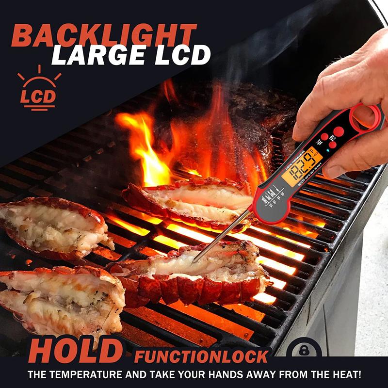 Цифровой термометр с двойным зондом, складной водонепроницаемый термометр для духовки, термометр для барбекю, выпечки, еды, кухонные принадлежности, гаджеты