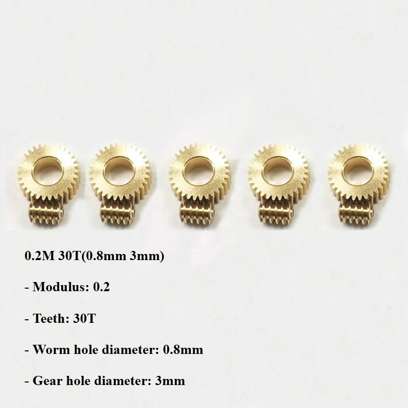 5Sets Modulus 0.2 20T 30T Worm Gear Brass Mini 90 degree Reducing Transmission Gear for RC DIY Model Car Shaft Pinion Connector