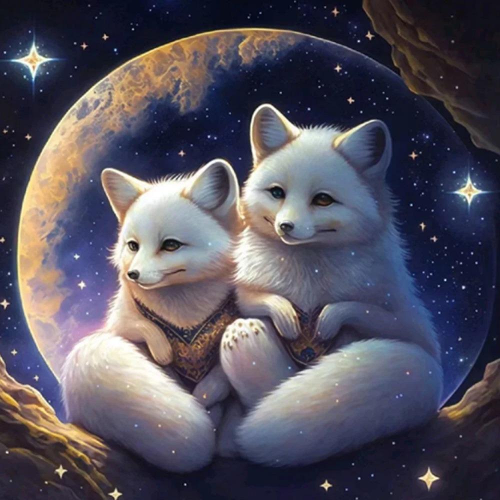 Алмазная картина, полная дрель, цветок, лошадь, животное, круглая алмазная живопись, ручная работа, луна, лиса, сделай сам, алмазная мозаика, украшение дома