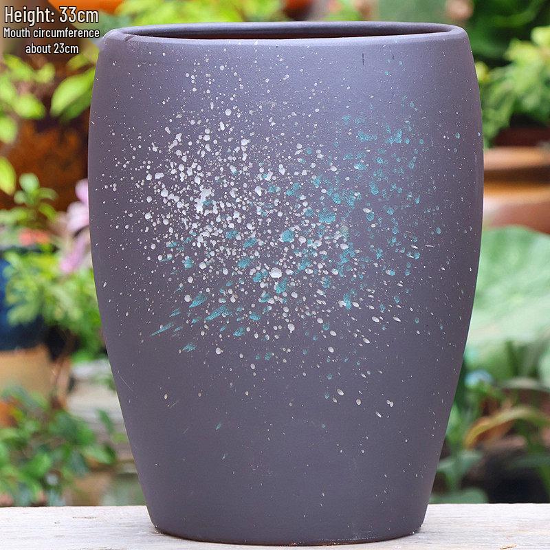 Vintage Tall Cylinder Ceramic Pottery for Succulents and Outdoor Plants