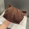 Новая замшевая восьмиугольная шляпа с кошачьими ушками для женщин, милая нишевая, показывающая лицо, универсальная шляпа-утка, шляпа художника