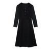 Large Size Black Fashion Lapel Dress Women's Winter Fat Mm Waist Foreign Style Skirt