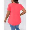 Plus Size Spring Summer Women's Casual Solid V-neck Short Sleeved T-shirt Women Comfortable and Fashionable T-shirt