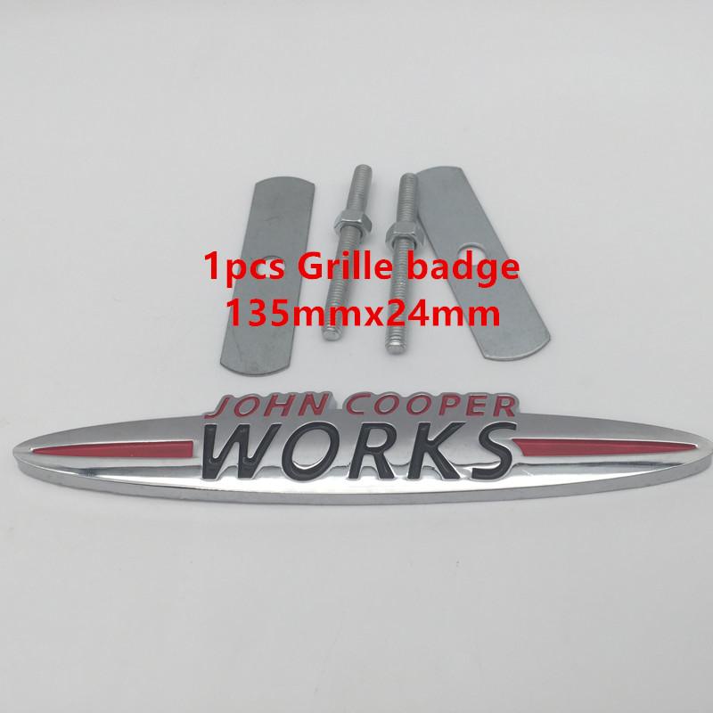1pcs 3D metal for JOHN COOPER WORKS car front grille emblem side fender rear trunk sticker grill badge decal styling accessories