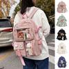 Student Backpack Ergonomic Large Capacity Rucksack with Plush Bear Doll for Book Laptop