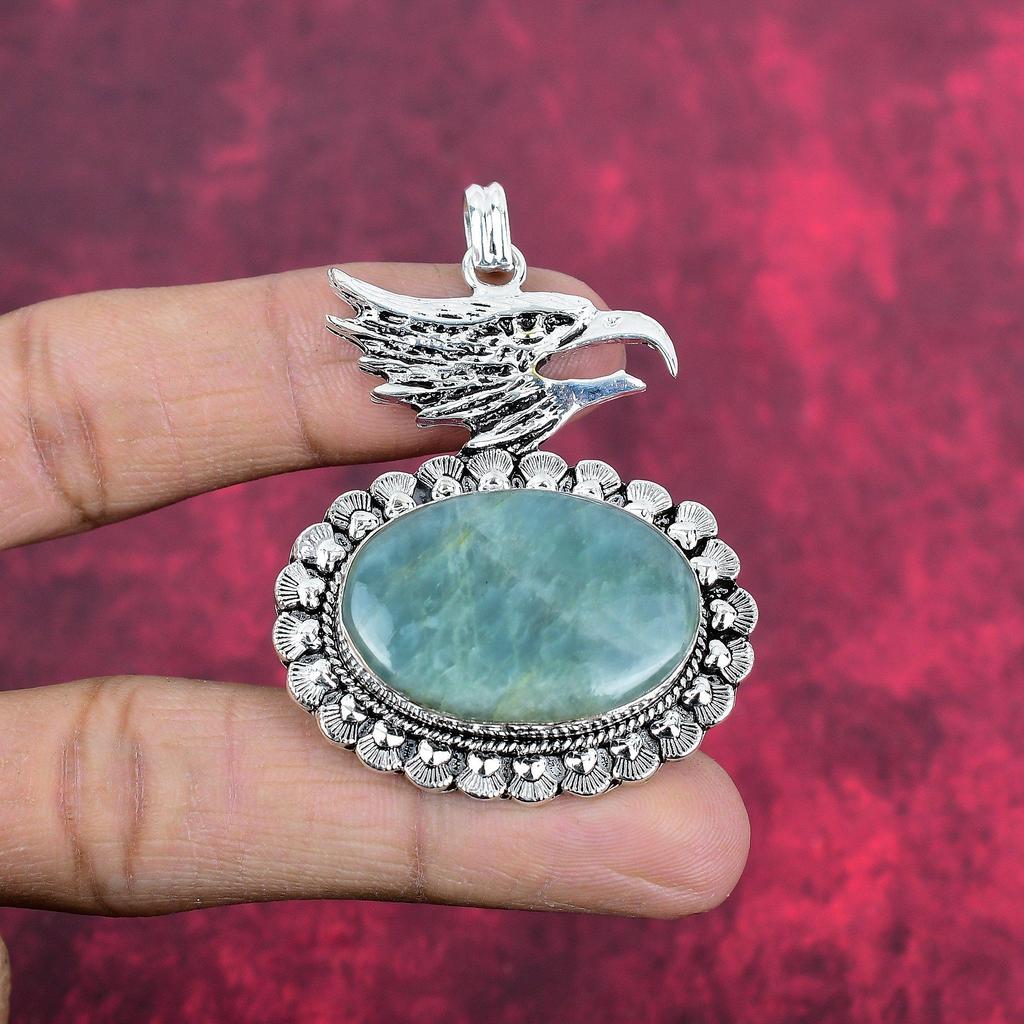 Подвеска с аквамарином, ювелирные изделия из цельного серебра 925 пробы с драгоценными камнями, подвеска ручной работы, на День благодарения