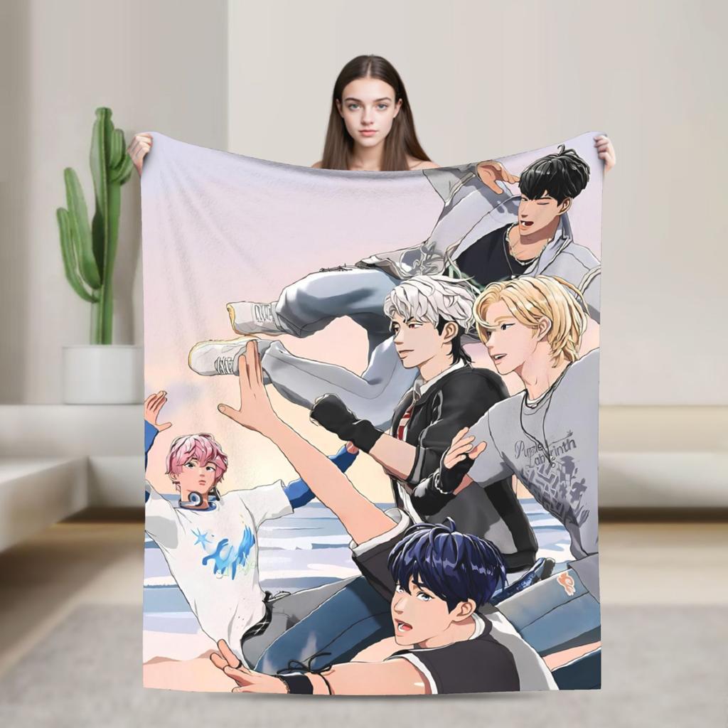 Blankets Travel Kpop PLAVE Caligo pt Throw Blanket Flannel Bedspread For Couch Chair Sofa Bed Graphic Sofa Bed Cover