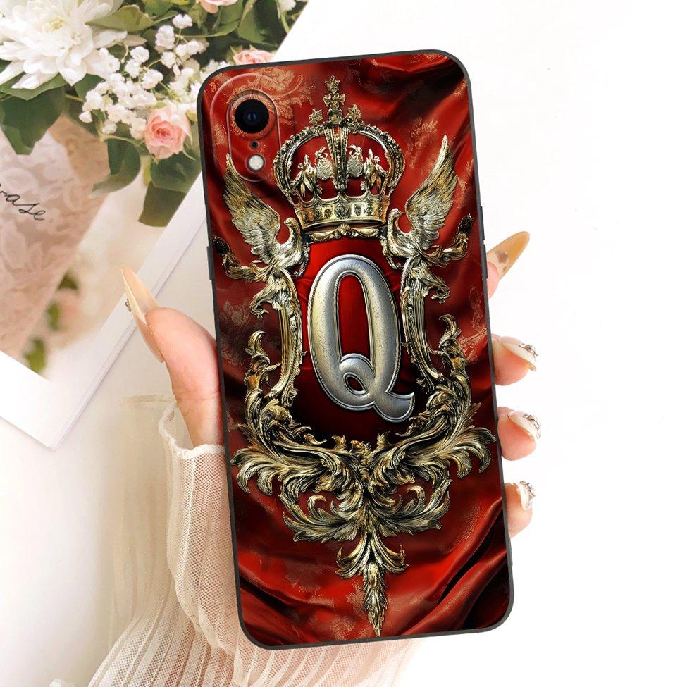 Для iPhone XR Чехол Cover Роскошный Буквы от A до Z Крутая Корона 2D Расписной Силиконовый Корпус Телефона A2107 A2108 A2105 A2106 A1984