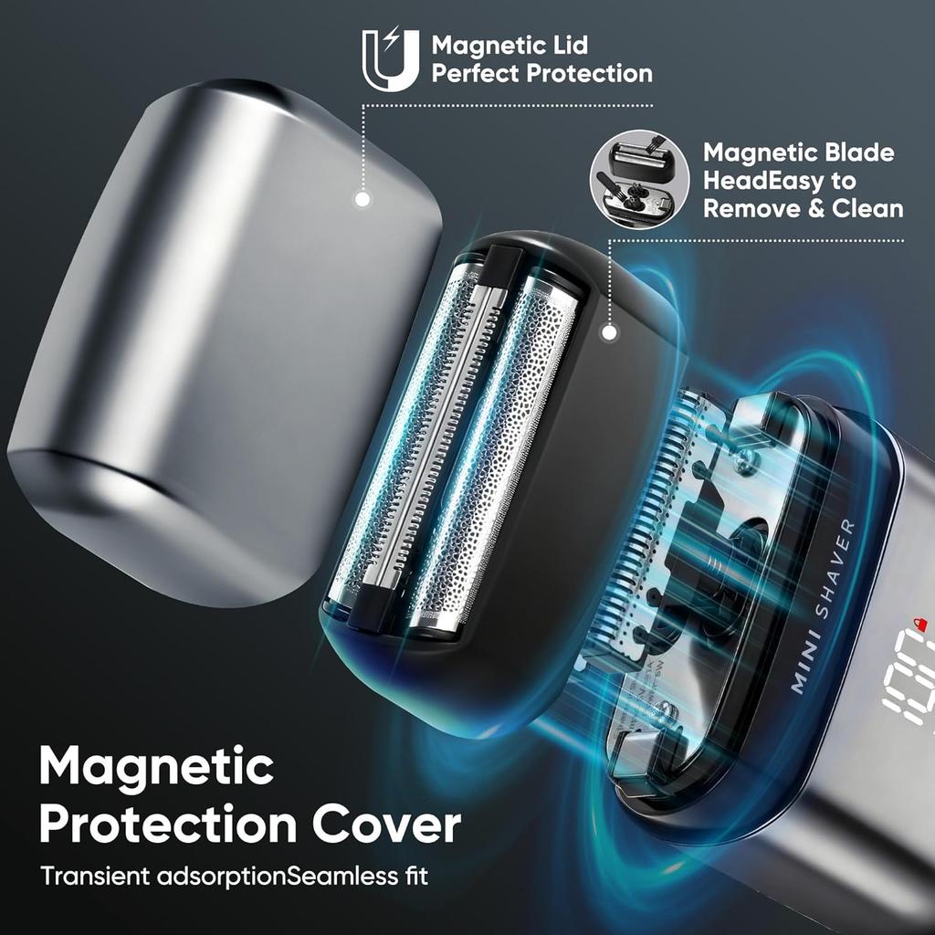 Электробритвы для мужчин для лица, карманная бритва USB мини-бритвы, электрические сеточные бритвы с Type C перезаряжаемые и LED-дисплеем, IPX7 водонепроницаемые