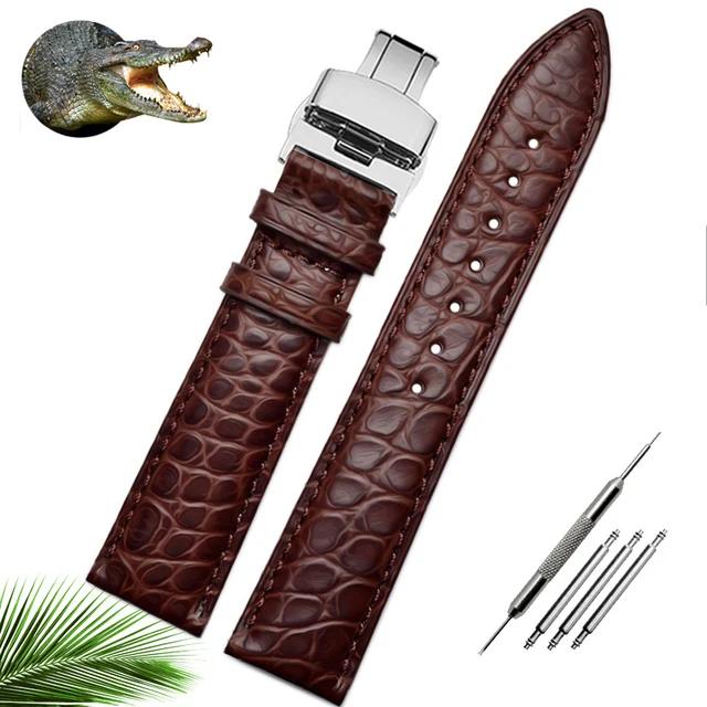 Ремешок для часов из крокодиловой кожи аллигатора 12 14 16 18 20 22 24 мм для мужчин и женщин Longines Master Omega с пряжкой-бабочкой