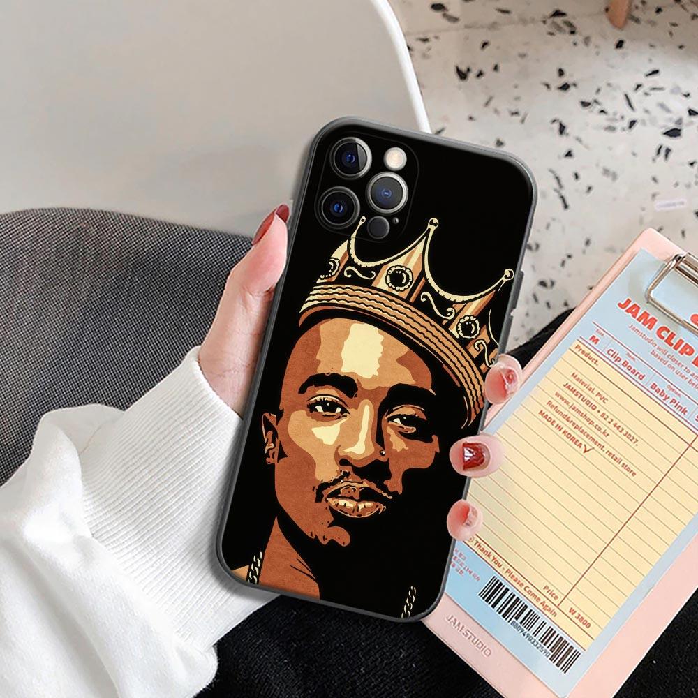 Чехол для телефона Hiphop Rap Singer 2Pac Tupac Shakur для iPhone 17 16 14 15 Pro Plus 11 13 17 Pro 17Air 16 e Чехол Черный Мягкий Чехол