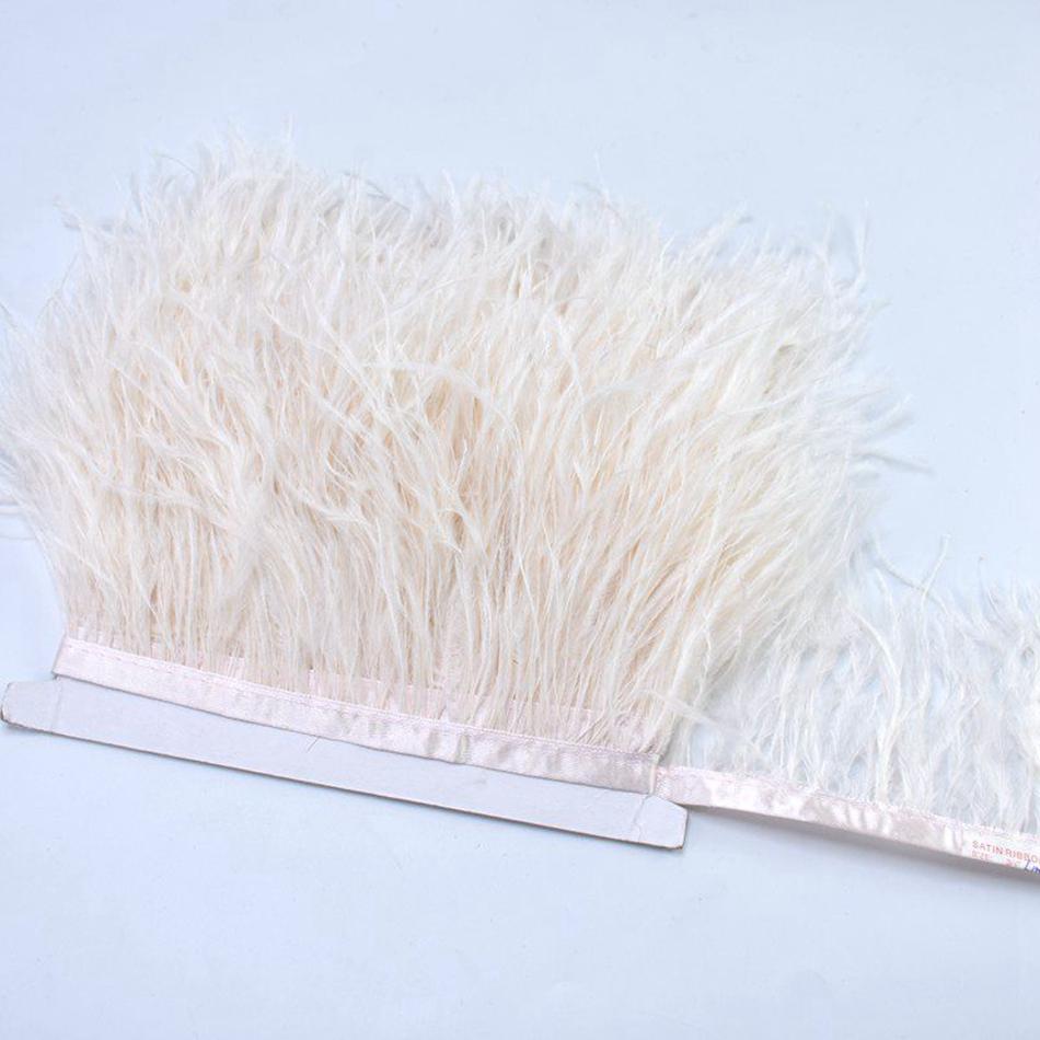 100CM Natural Ostrich Feather Trim Ribbon Crafts DIY Boho Wedding Dresses Sewing White Plume Tape Party Home Decoration